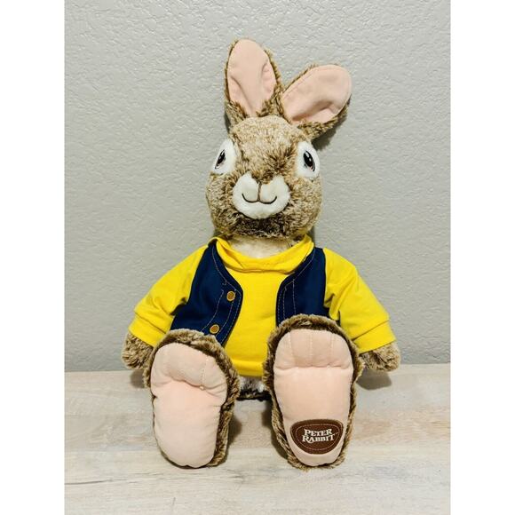 RARE Dan Dee Peter Rabbit 22” Plush In Yellow Hoodie & Blue Vest - Picture 1 of 6